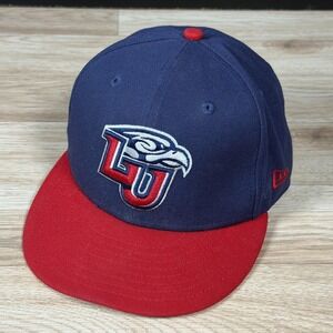 Liberty Flames New Era 59FIFTY Hat Cap Mens 7 Navy Blue Red Fitted NCAA College